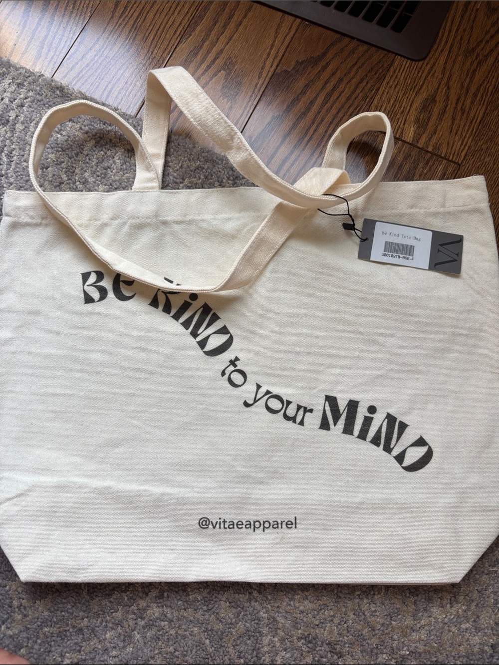 "Be Kind to Your Mind" Canvas Tote - Cream